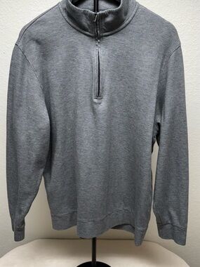 Hart Schaffner Marx Gray Waffle Half-Zip Pullover
